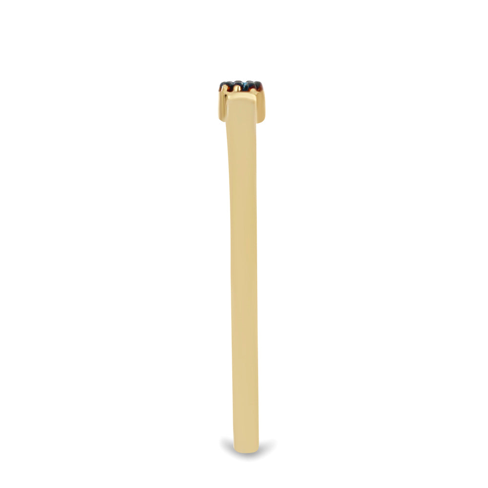 Goldplattierter Silberring mit blauem Diamant