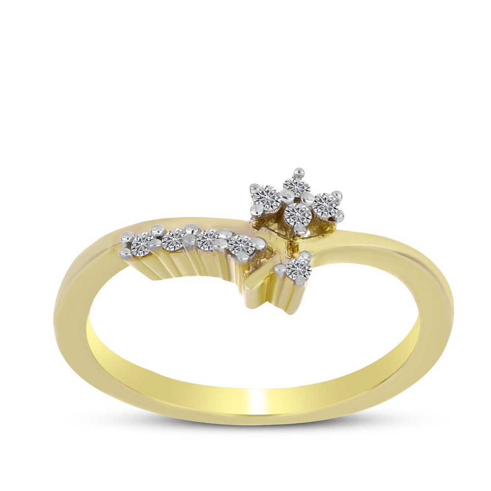 Goldplattierter Silberring mit weißem Diamant