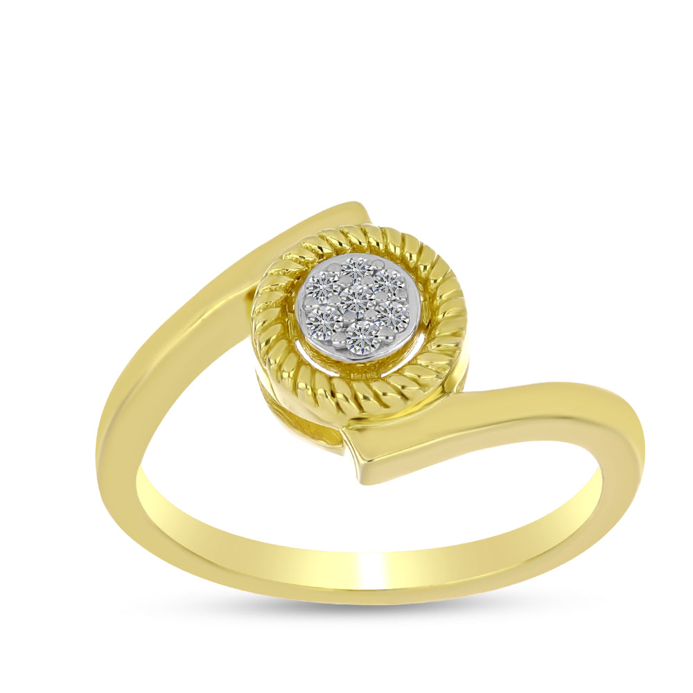 Goldplattierter Silberring mit weißem Diamant 3 