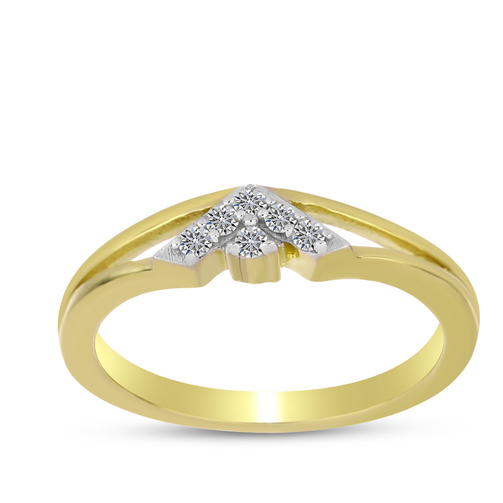 Goldplattierter Silberring mit weißem Diamant 3 