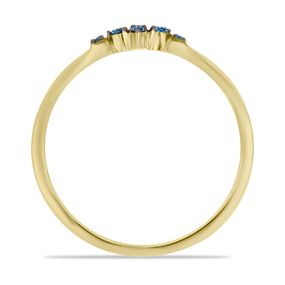 Goldplattierter Silberring mit blauem Diamant und weißem Diamant 2 
