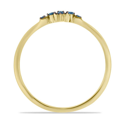 Goldplattierter Silberring mit blauem Diamant und weißem Diamant