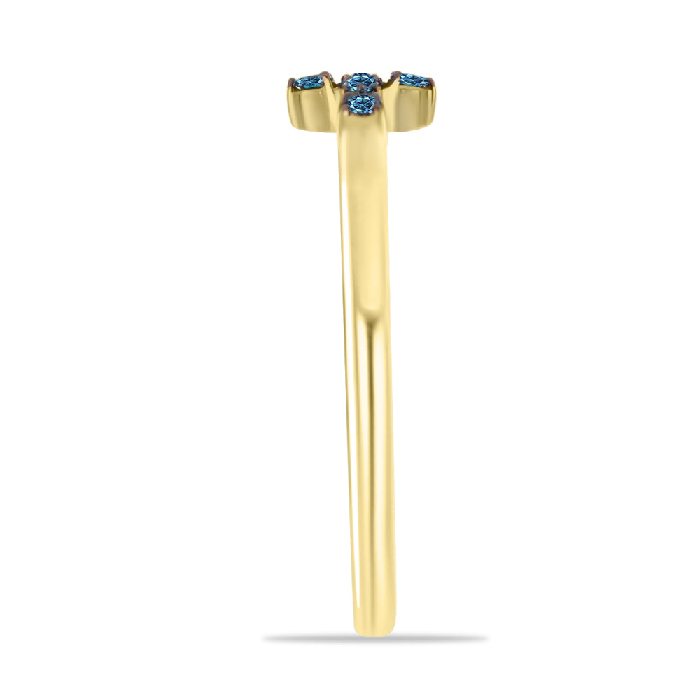Goldplattierter Silberring mit blauem Diamant und weißem Diamant 4 