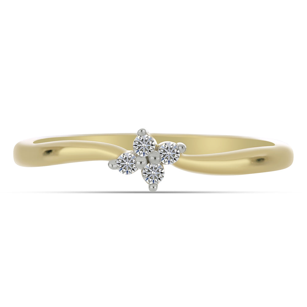 Goldplattierter Silberring mit weißem Diamant