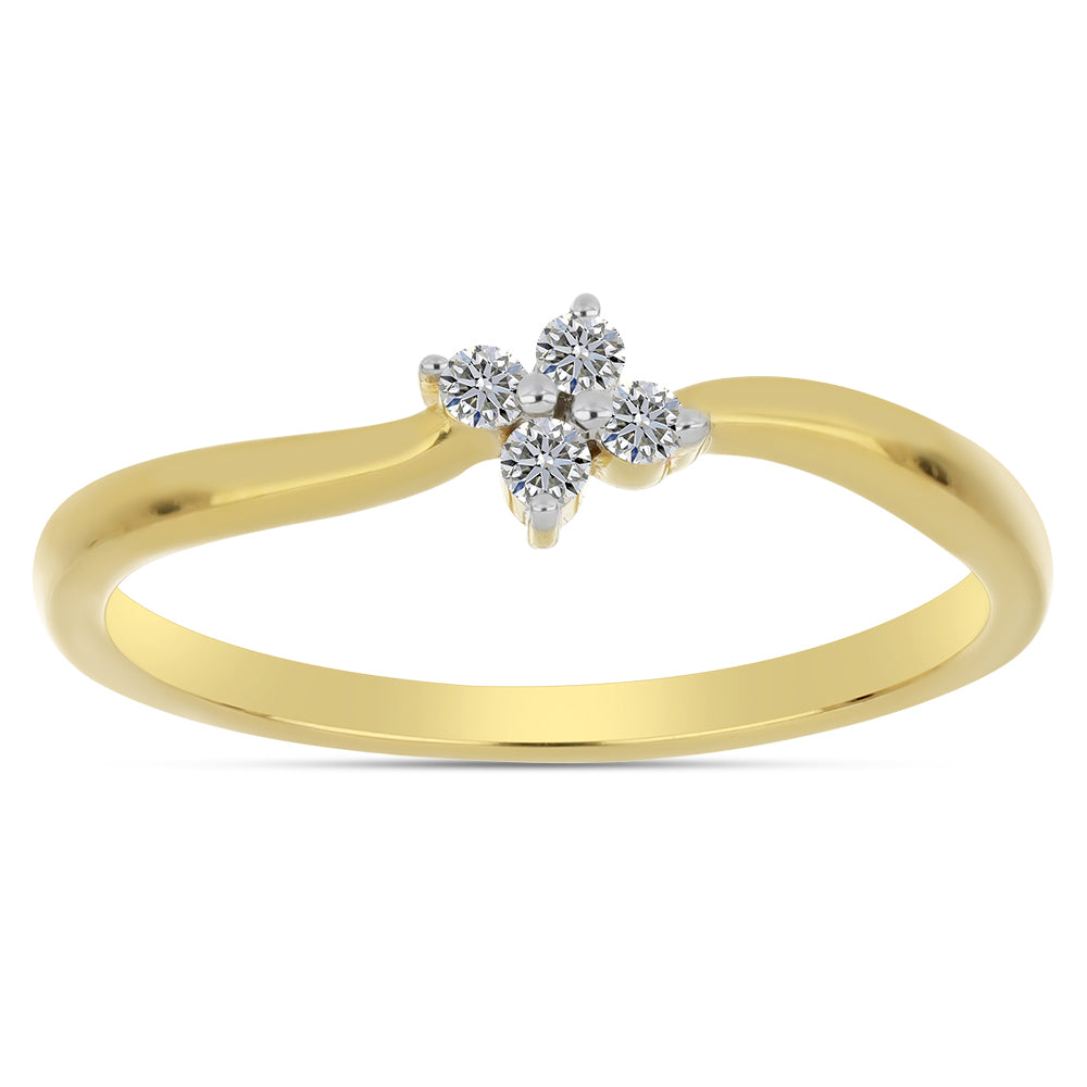 Goldplattierter Silberring mit weißem Diamant 3 