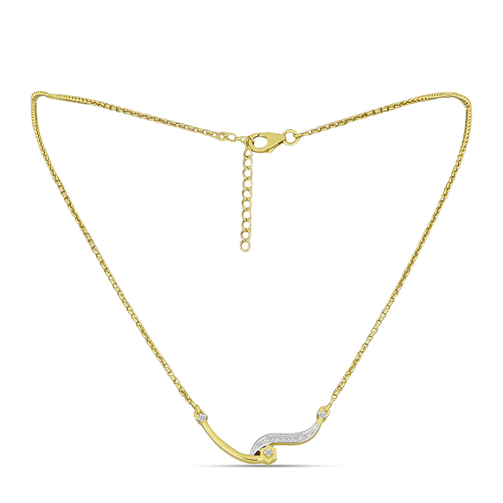Goldplattierte Silberhalskette mit weißem Diamant 2 