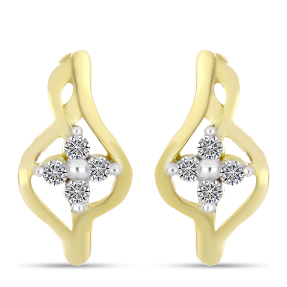 Goldplattierte Silberohrringe mit weißem Diamant 3 