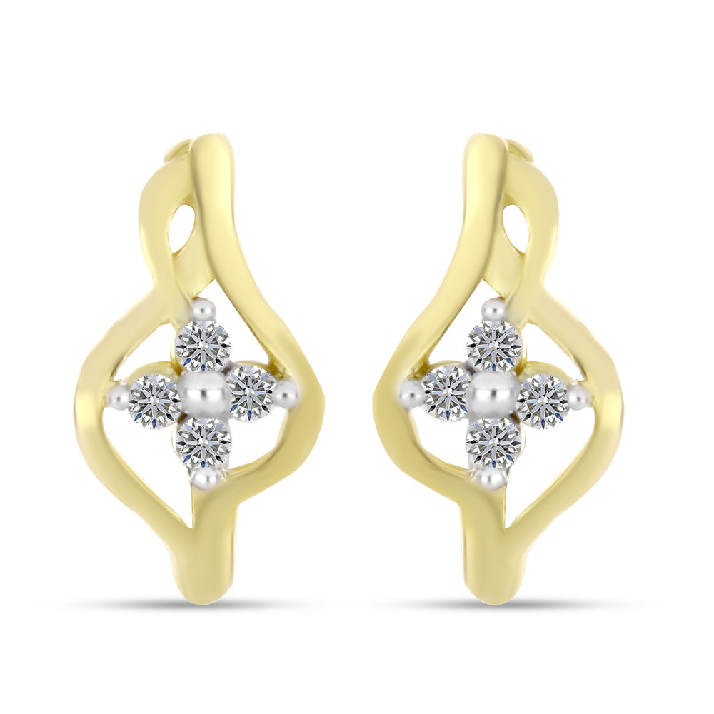 Goldplattierte Silberohrringe mit weißem Diamant 1 