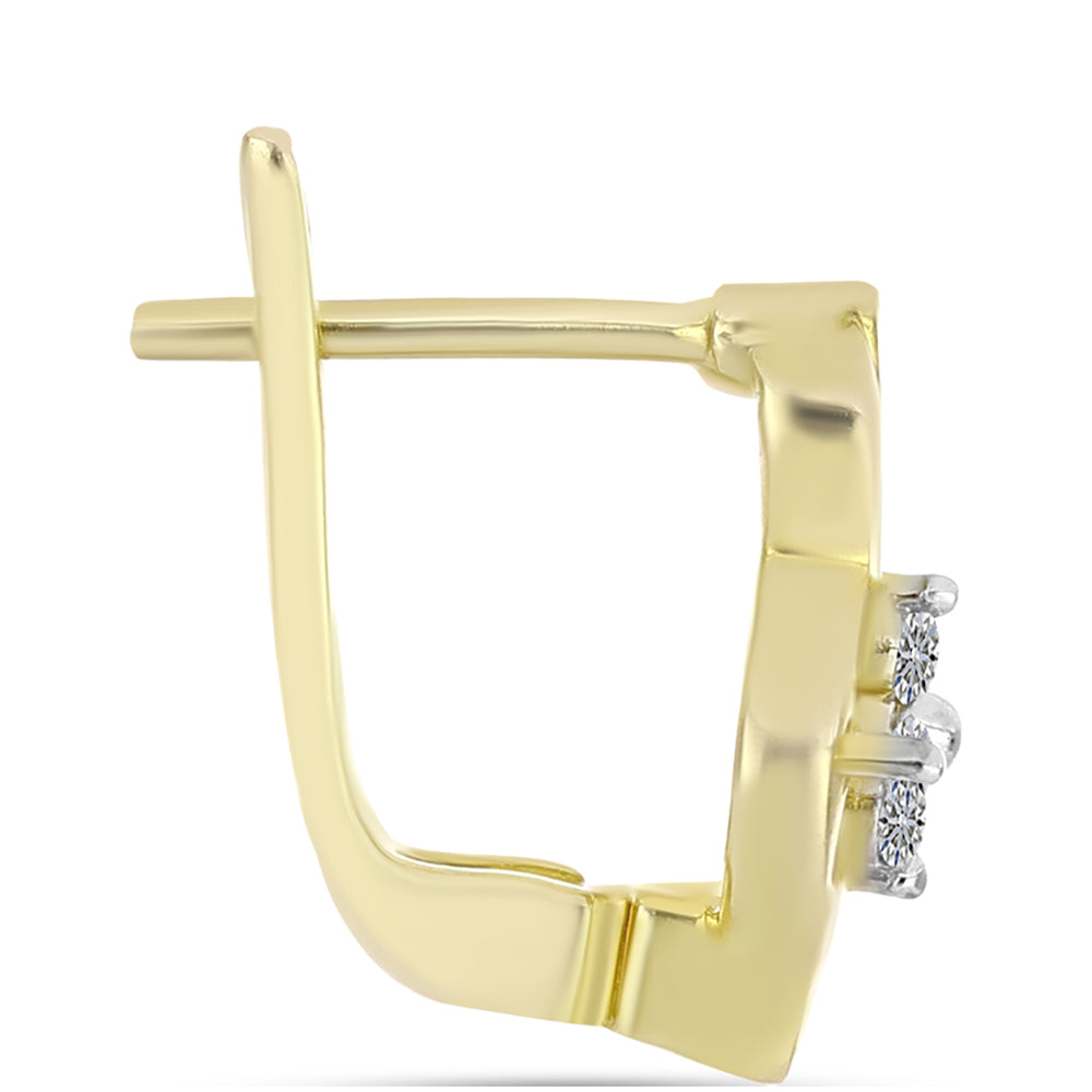Goldplattierte Silberohrringe mit weißem Diamant 4 