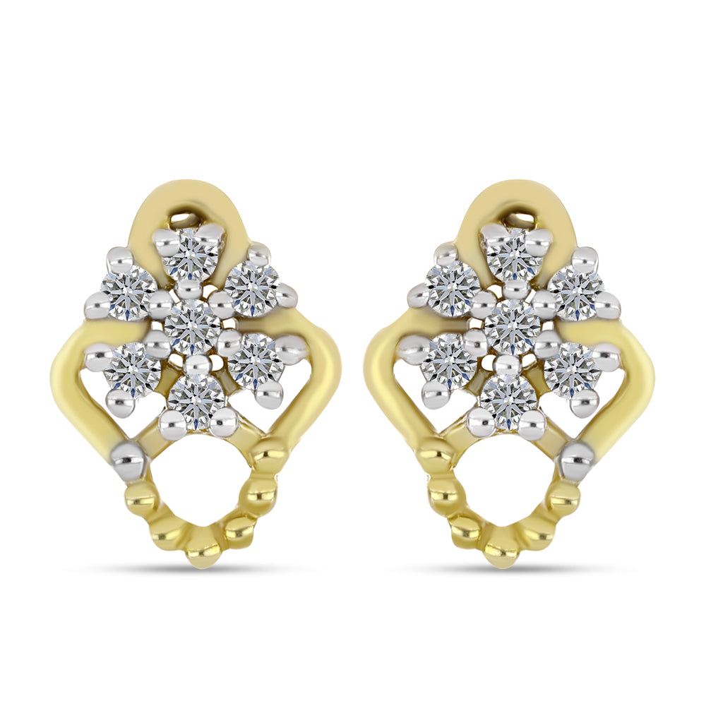 Goldplattierte Silberohrringe mit weißem Diamant 1 