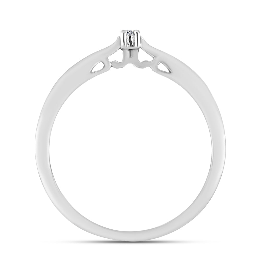 Silberring mit weißem Diamant 2 