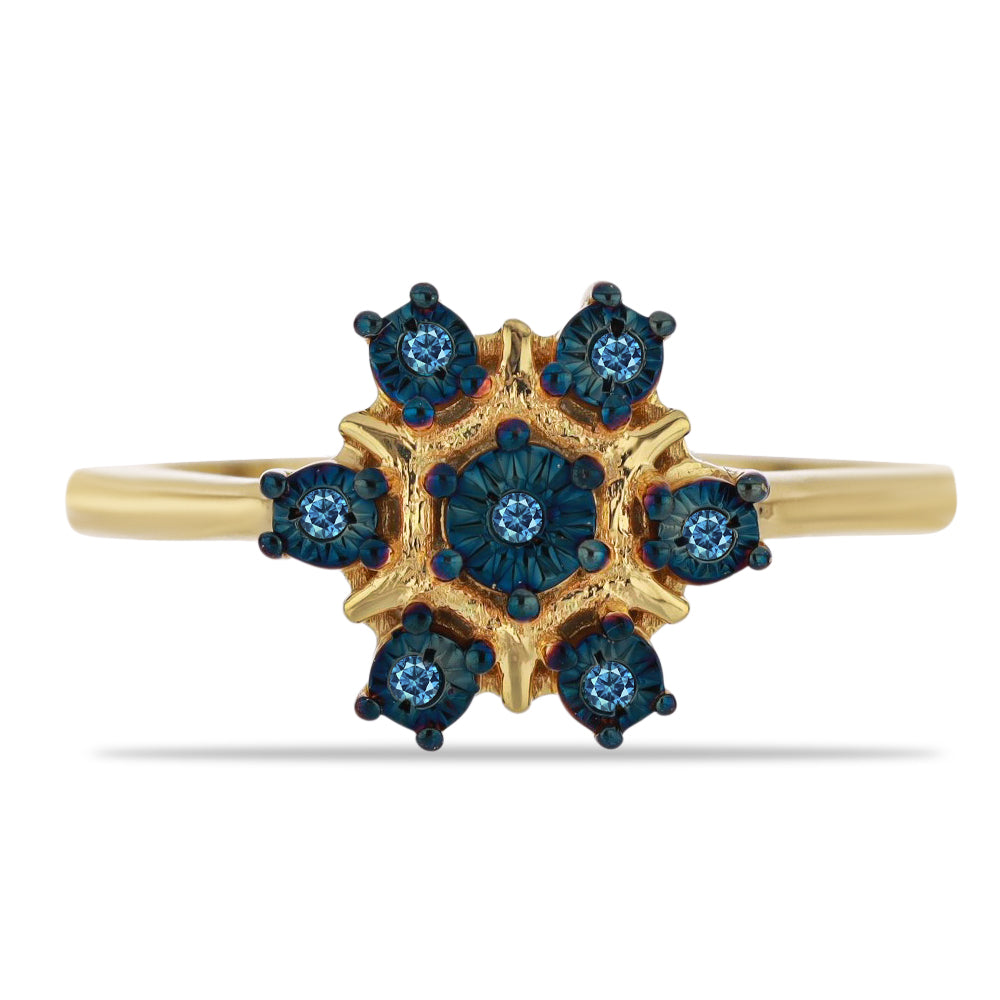 Goldplattierter Silberring mit blauem Diamant 1 