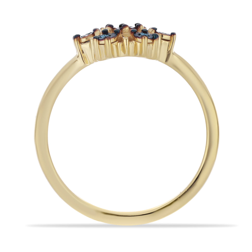 Goldplattierter Silberring mit blauem Diamant 2 