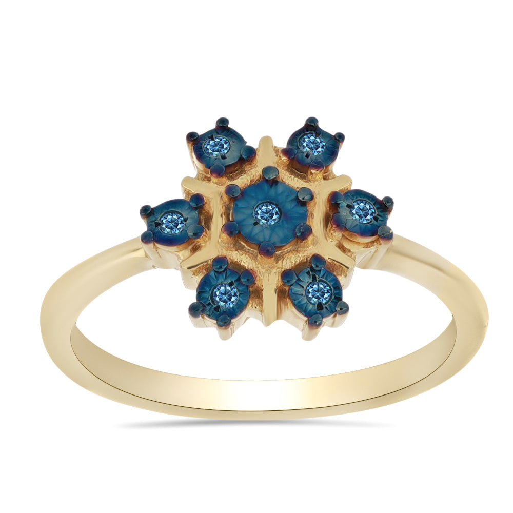 Goldplattierter Silberring mit blauem Diamant