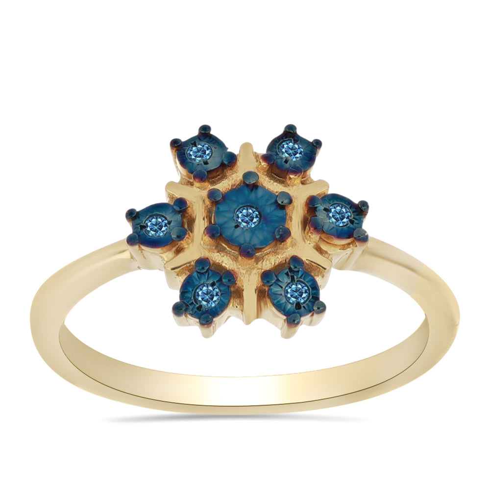 Goldplattierter Silberring mit blauem Diamant