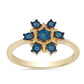 Goldplattierter Silberring mit blauem Diamant