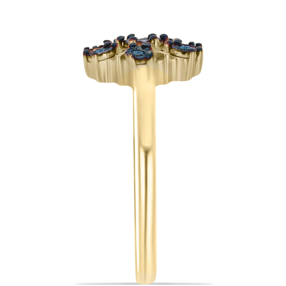 Goldplattierter Silberring mit blauem Diamant