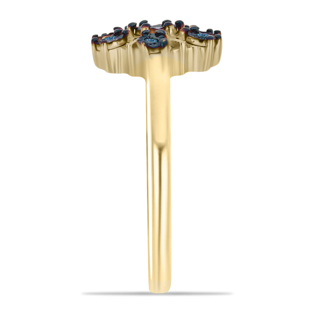 Goldplattierter Silberring mit blauem Diamant 4 