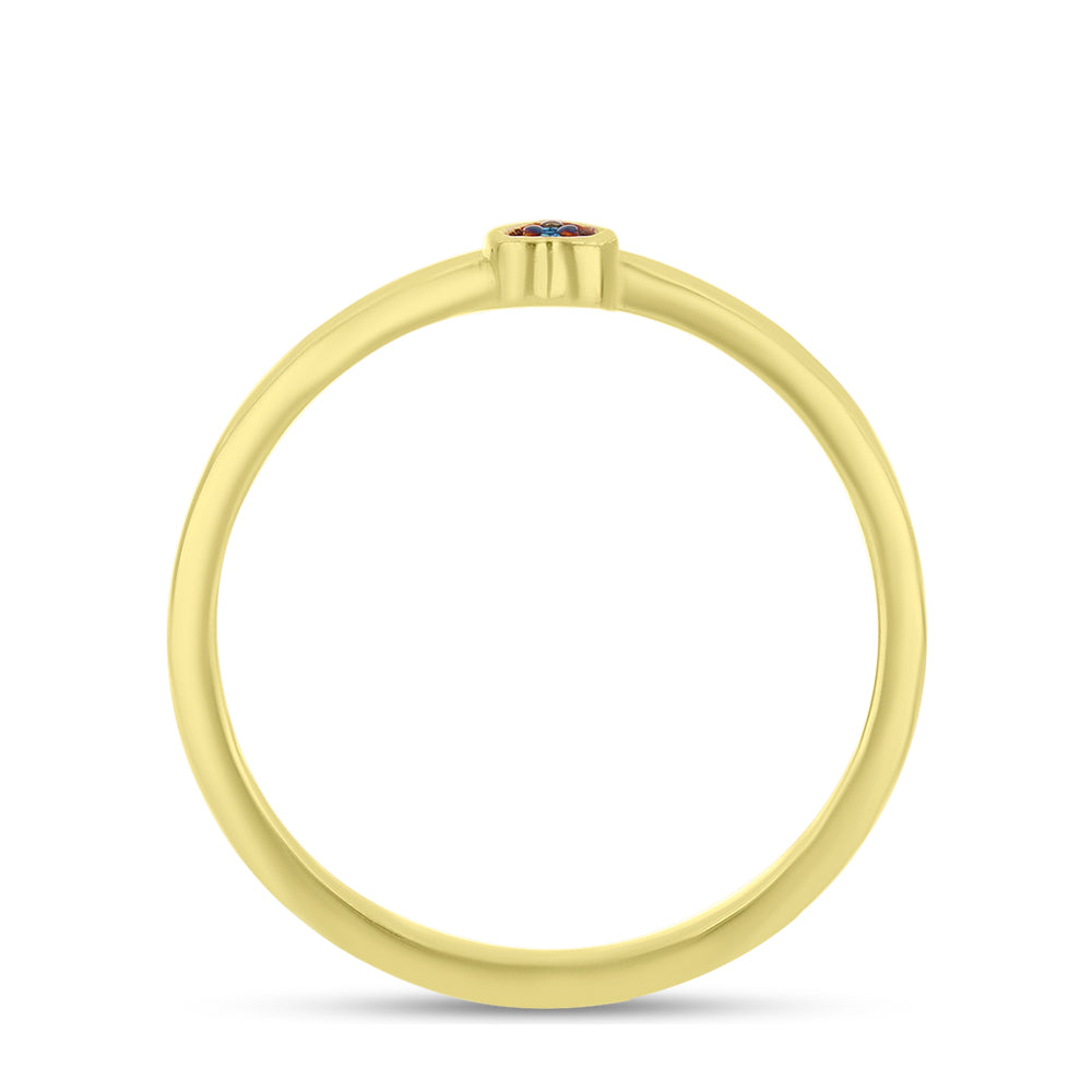 Goldplattierter Silberring mit blauem Diamant