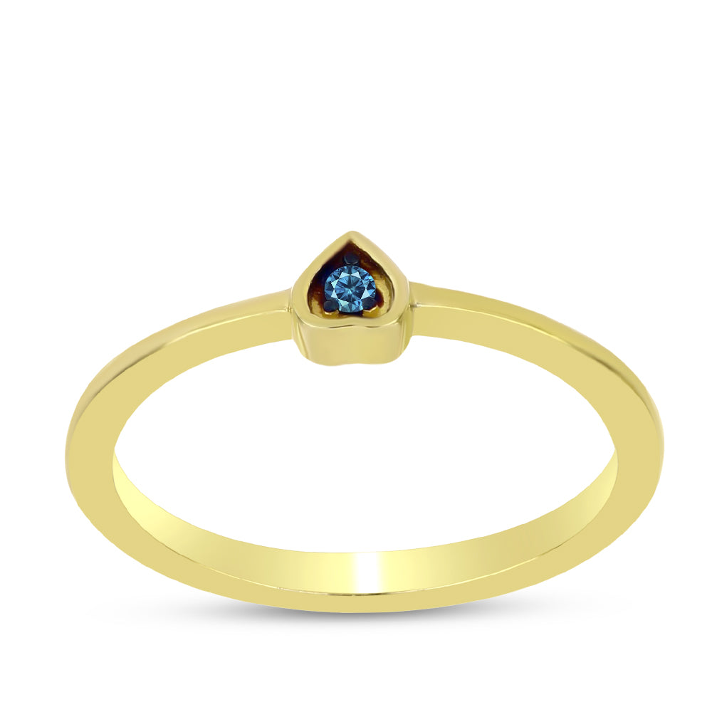 Goldplattierter Silberring mit blauem Diamant 3 