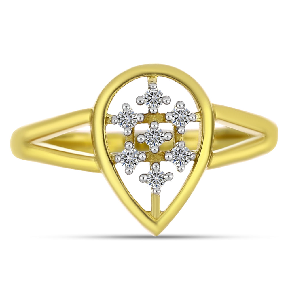 Goldplattierter Silberring mit weißem Diamant