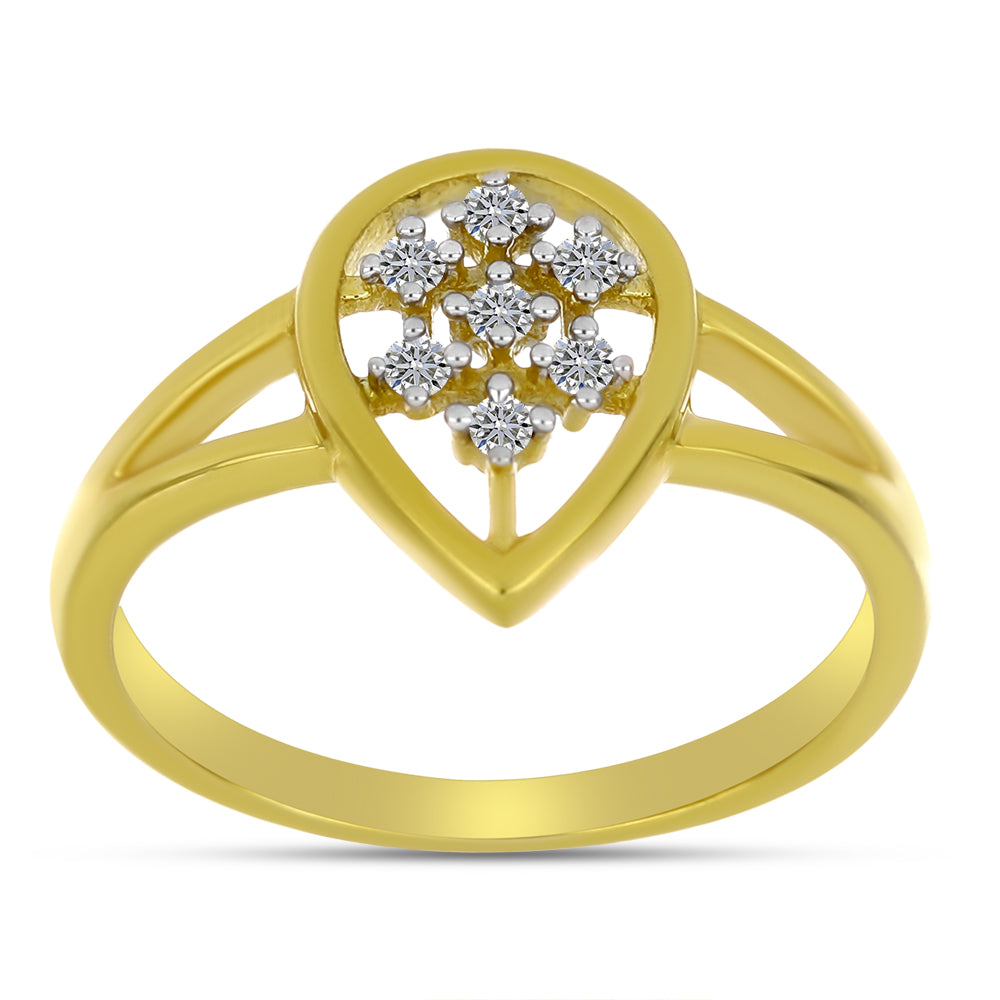 Goldplattierter Silberring mit weißem Diamant 3 