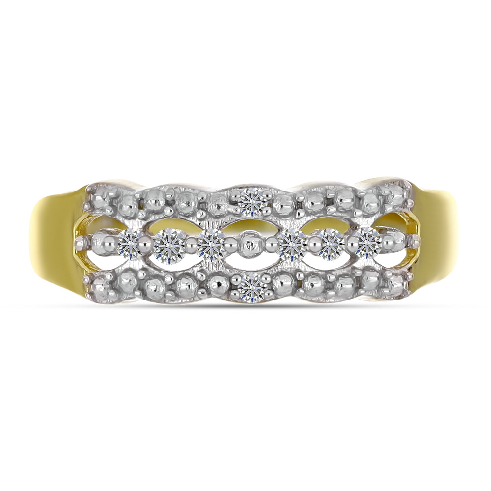 Goldplattierter Silberring mit weißem Diamant 1 