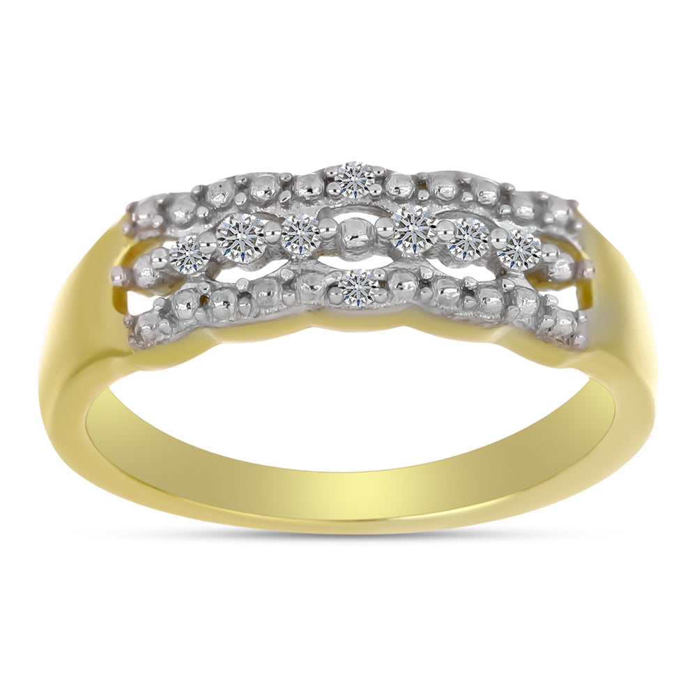 Goldplattierter Silberring mit weißem Diamant