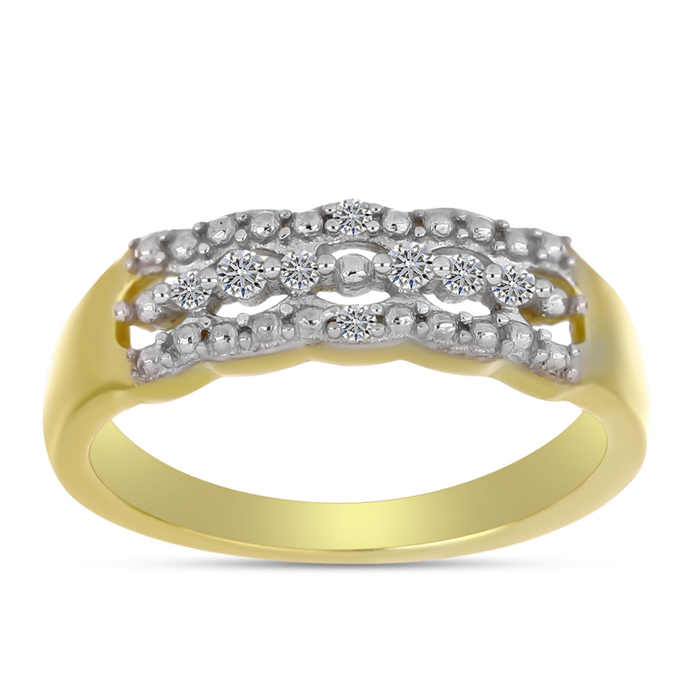 Goldplattierter Silberring mit weißem Diamant 7 