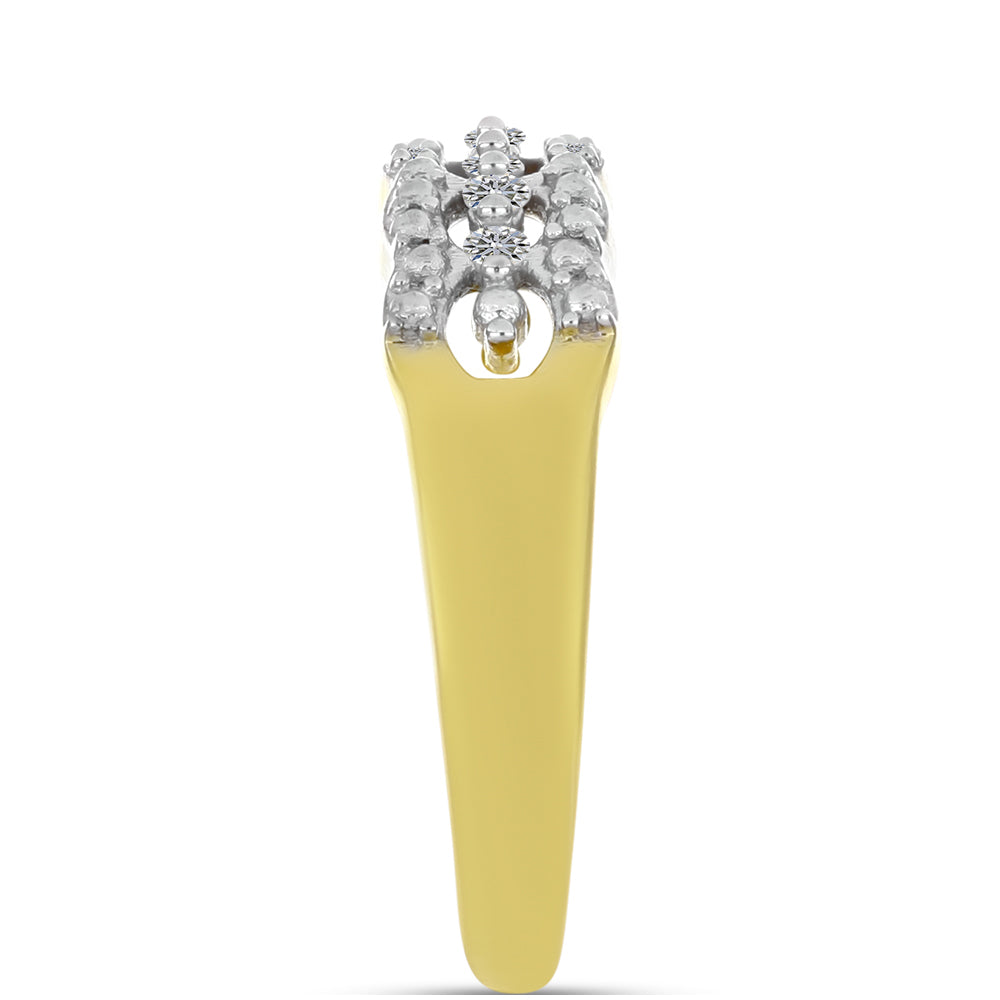 Goldplattierter Silberring mit weißem Diamant