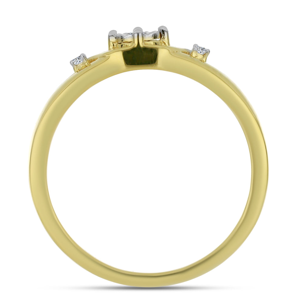 Goldplattierter Silberring mit weißem Diamant und weißem Zirkon 2 