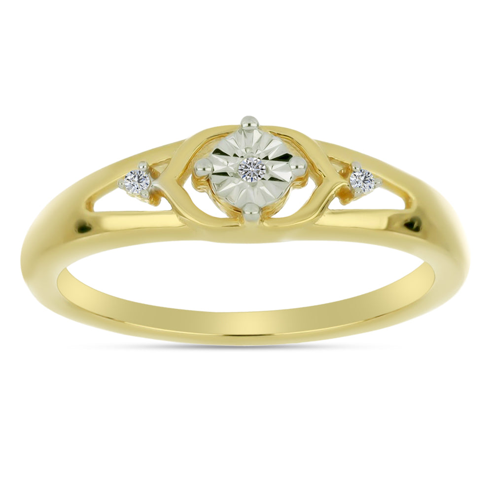 Goldplattierter Silberring mit weißem Diamant und weißem Zirkon