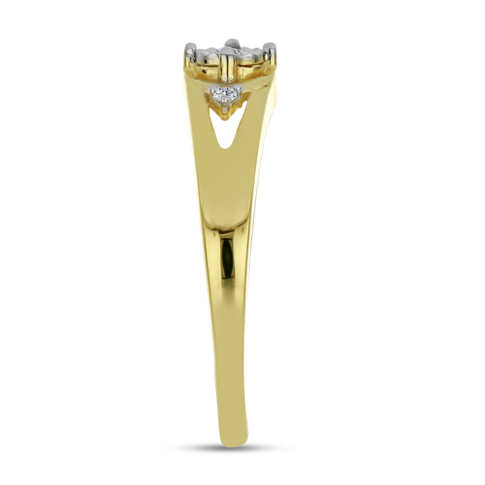 Goldplattierter Silberring mit weißem Diamant und weißem Zirkon 4 