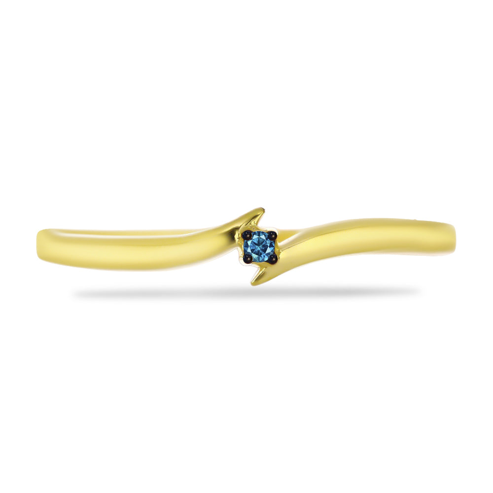 Goldplattierter Silberring mit blauem Diamant 1 