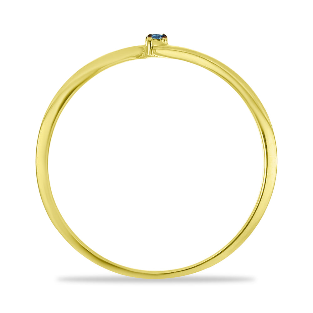 Goldplattierter Silberring mit blauem Diamant 2 