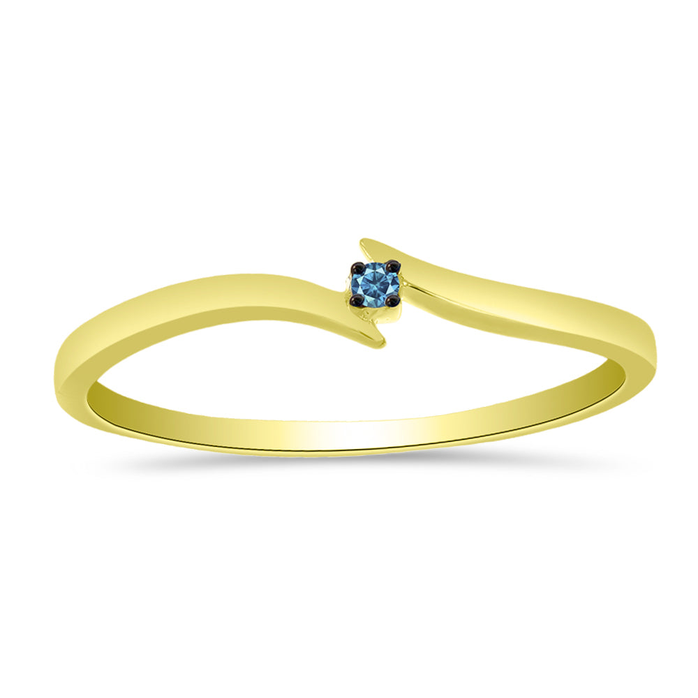 Goldplattierter Silberring mit blauem Diamant 3 