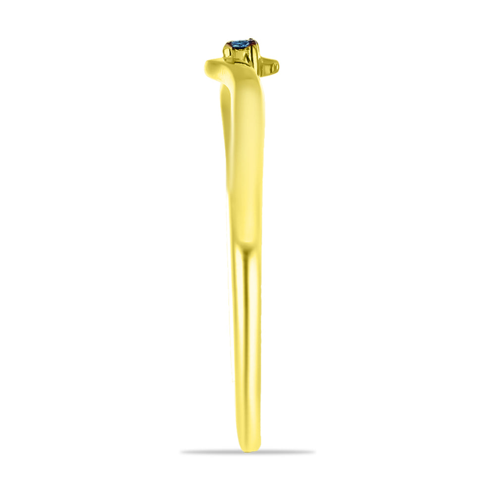 Goldplattierter Silberring mit blauem Diamant