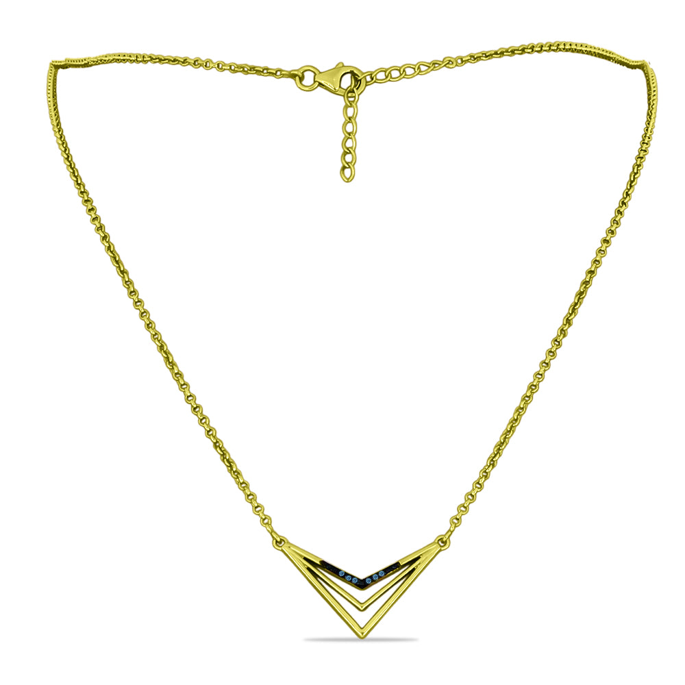 Goldplattierte Silberhalskette mit blauem Diamant 1 