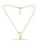 Goldplattierte Silberhalskette mit blauem Diamant und weißem Zirkon