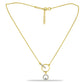 Goldplattierte Silberhalskette mit blauem Diamant und weißem Zirkon