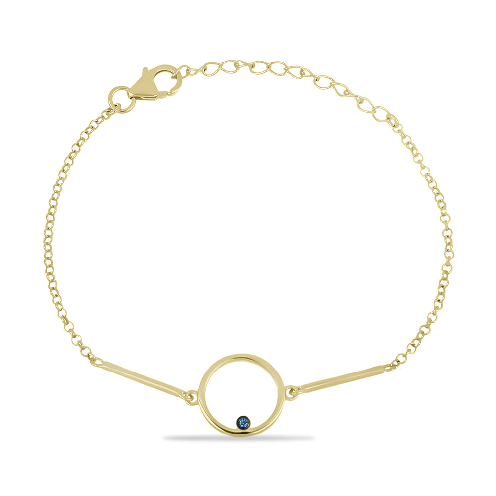 Goldplattiertes Silberarmband mit blauem Diamant
