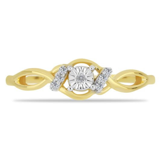 Goldplattierter Silberring mit weißem Diamant und weißem Zirkon