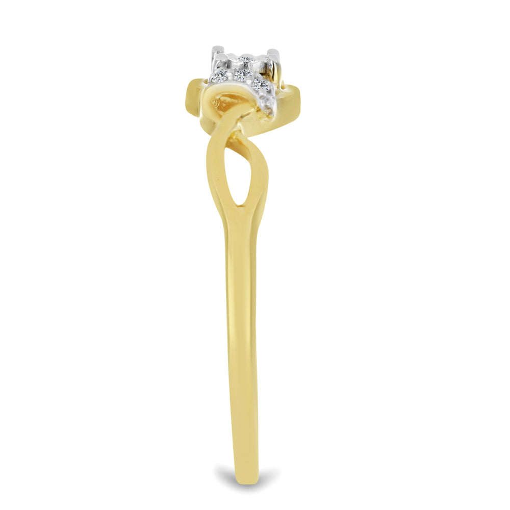 Goldplattierter Silberring mit weißem Diamant und weißem Zirkon 4 