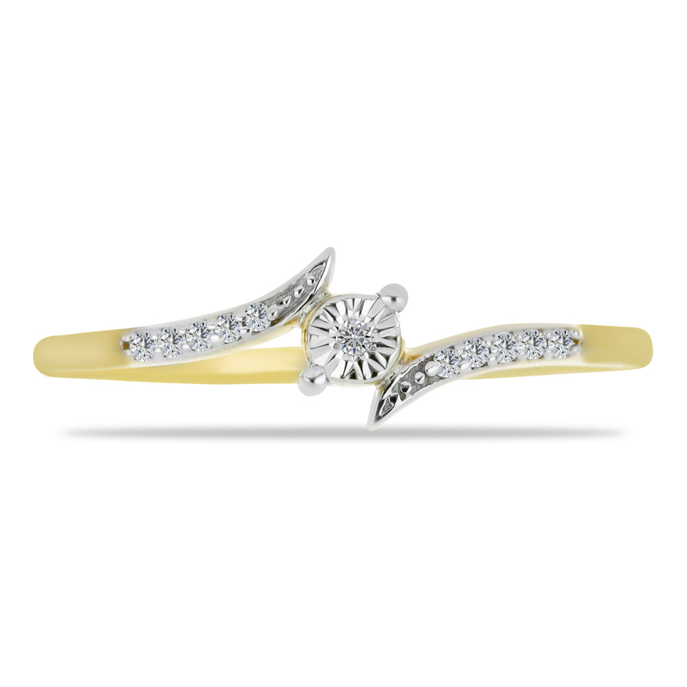 Goldplattierter Silberring mit weißem Diamant und weißem Zirkon 1 
