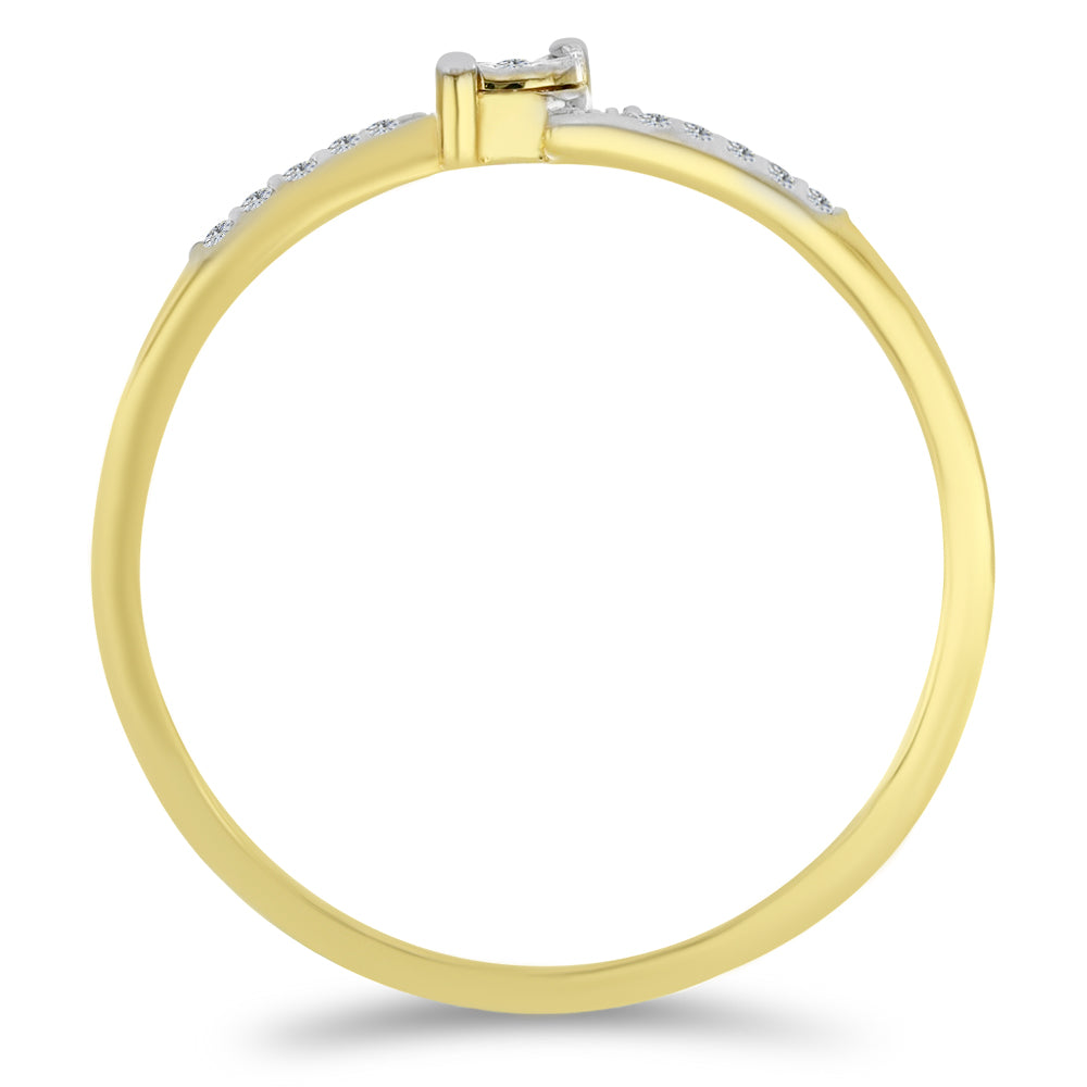 Goldplattierter Silberring mit weißem Diamant und weißem Zirkon 2 