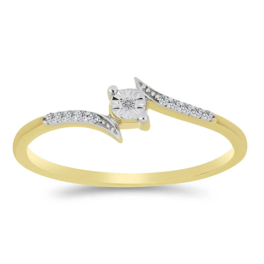 Goldplattierter Silberring mit weißem Diamant und weißem Zirkon