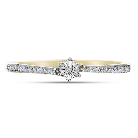 Goldplattierter Silberring mit weißem Diamant und weißem Zirkon