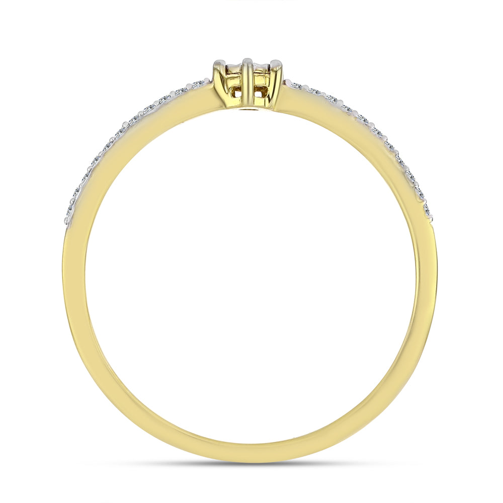 Goldplattierter Silberring mit weißem Diamant und weißem Zirkon 2 