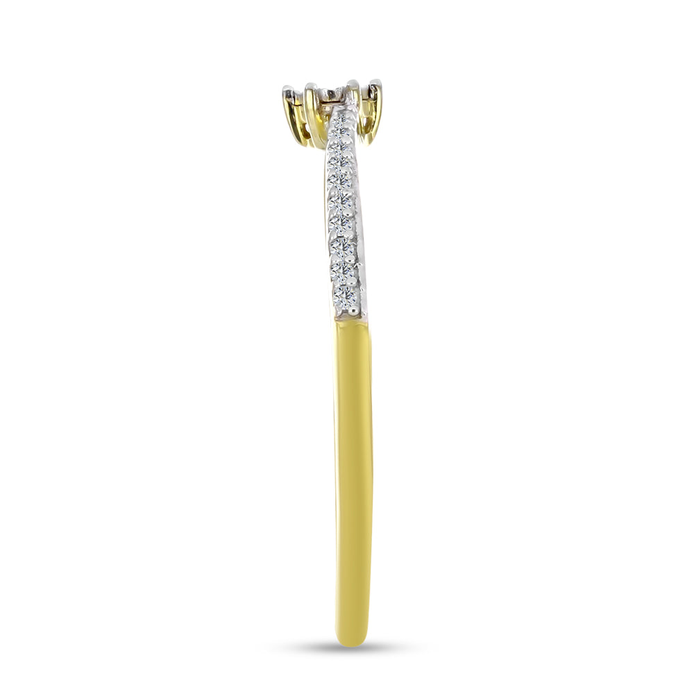 Goldplattierter Silberring mit weißem Diamant und weißem Zirkon 4 