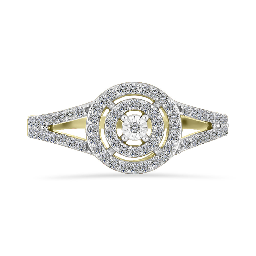 Goldplattierter Silberring mit weißem Diamant und weißem Zirkon